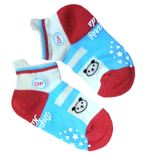 Kids Right Angle No Show Socks (Anti-Slip, Bear Pattern)